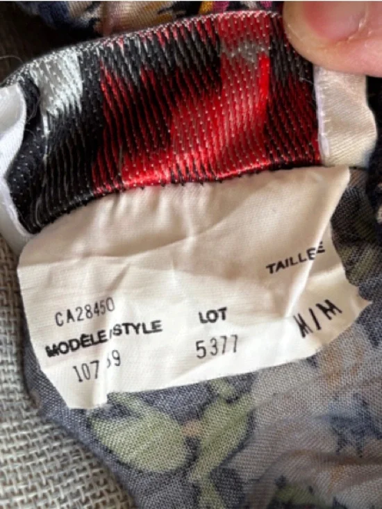 Vintage Black Floral Tiered Maxi Skirt with Pink and Blue Blossoms - Picture 3 of 6